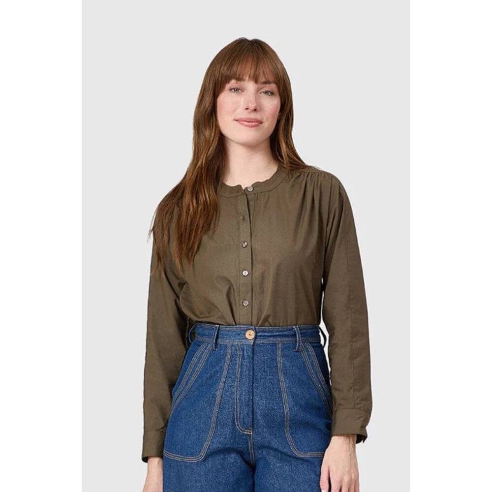 Livro Bradley Shirt Pine Green Long Sleeve L NEW Minimalist Cabincore Office